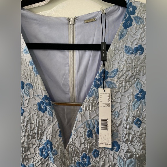 Elie Tahari ARIANNA Dress light Blue metallic eyelet lace Silver babydoll NWT - Picture 14 of 15